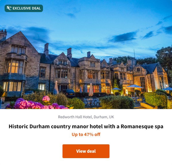 Historic Durham country manor hotel with a Romanesque spa