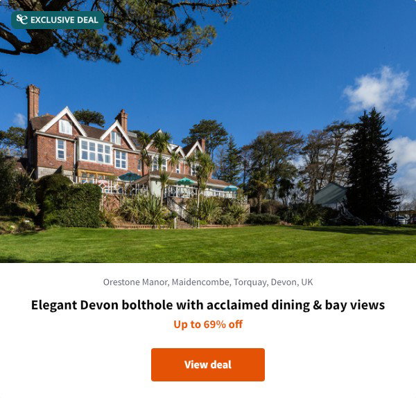 Elegant Devon bolthole with acclaimed dining & bay views