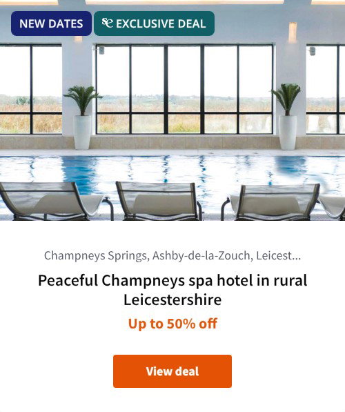 Peaceful Champneys spa hotel in rural Leicestershire