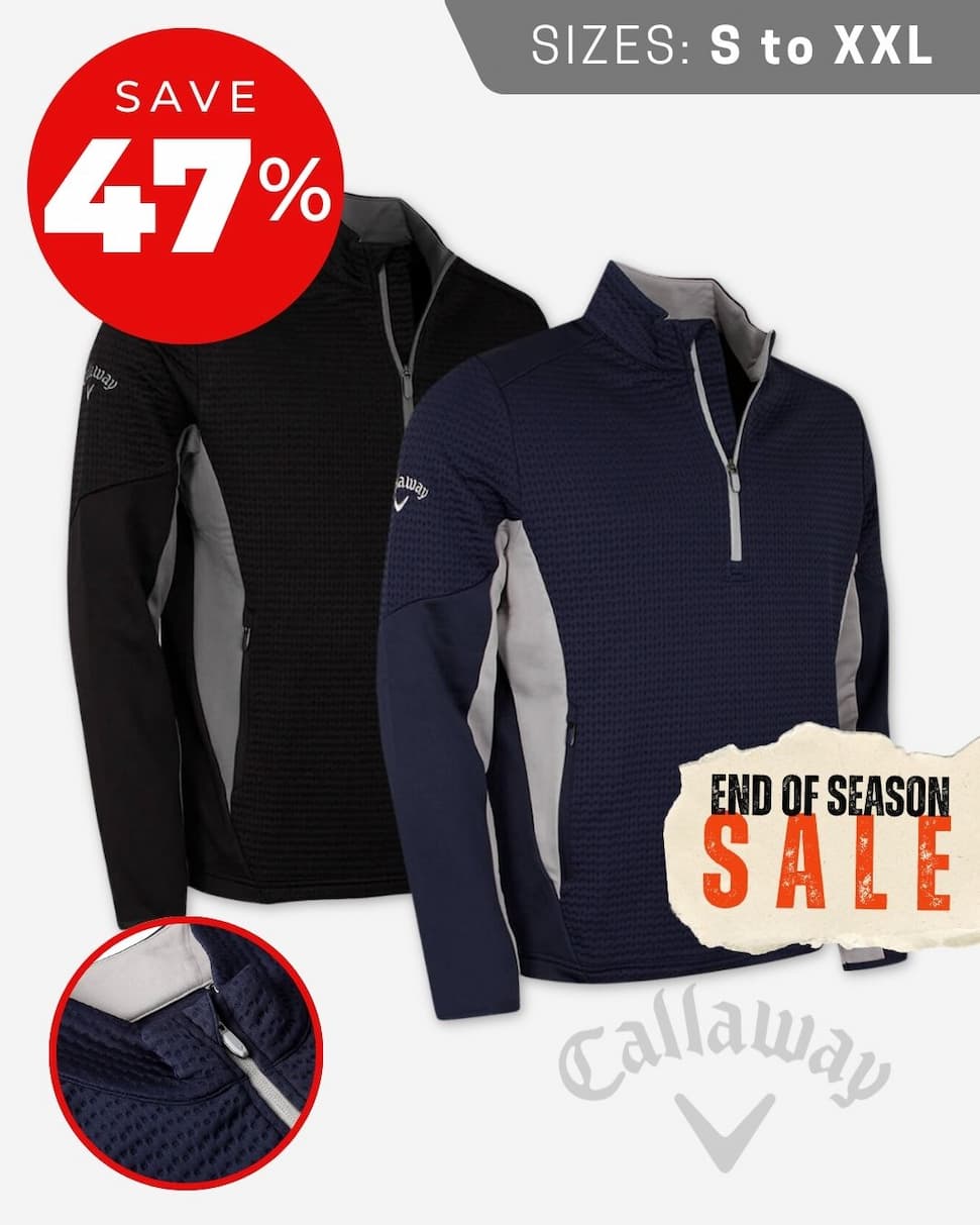 Callaway Golf Mens Midweight SwingTech Stretch Textured Golf Sweater