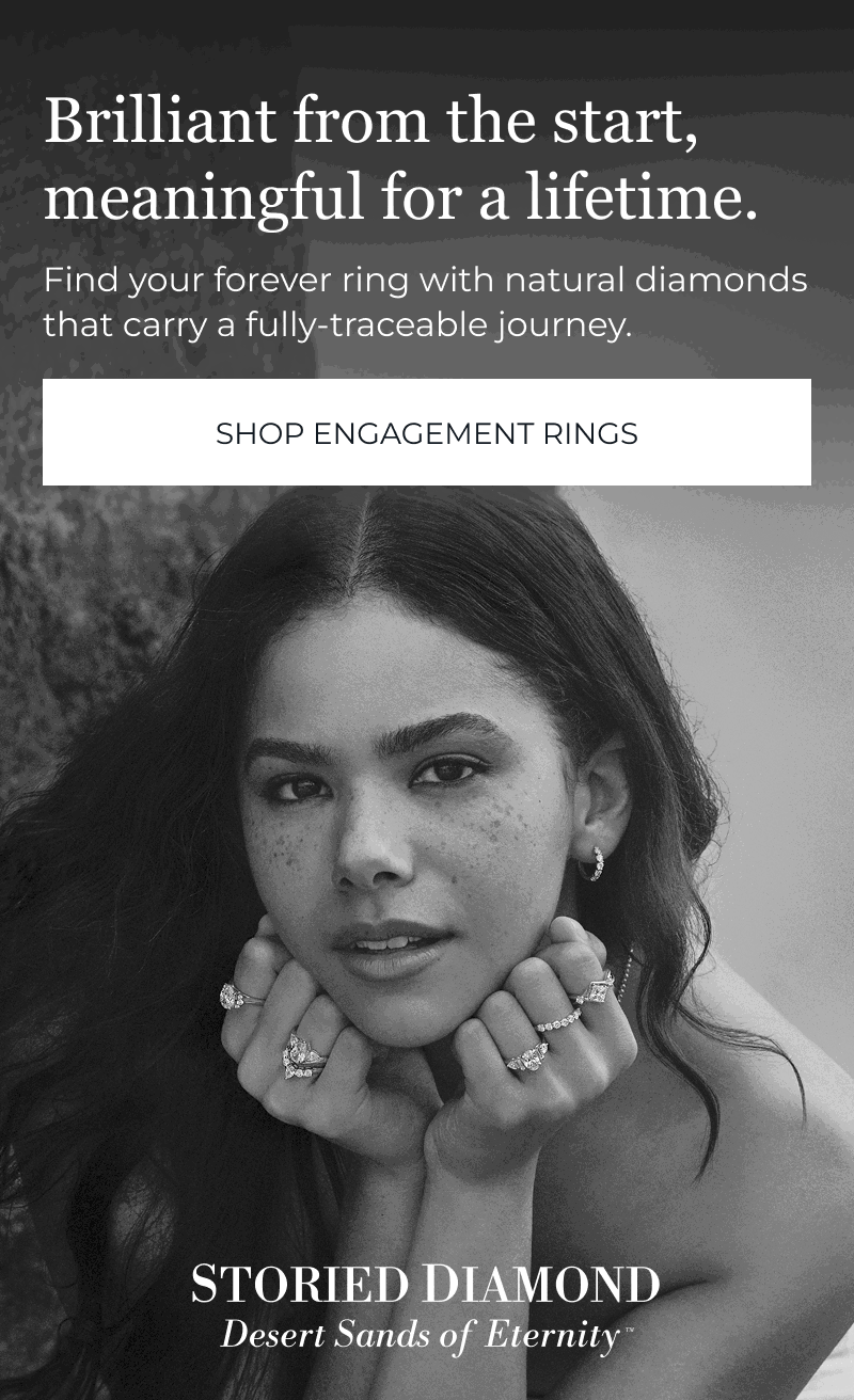 Antonia Gentry wearing Storied Diamond rings. Brilliant from the start, meaningful for a lifetime. Click to Shop Engagement Rings