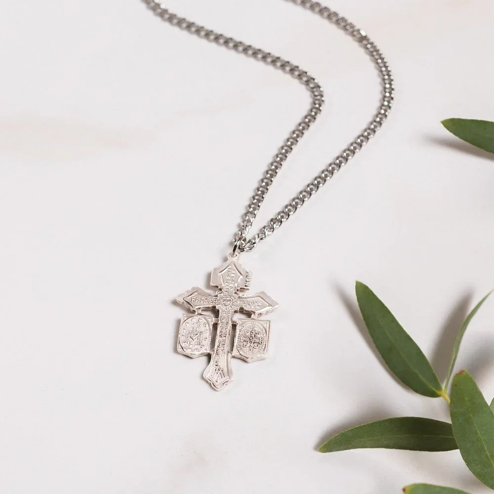 Pardon Crucifix with Benedict & Miraculous Medal Necklace