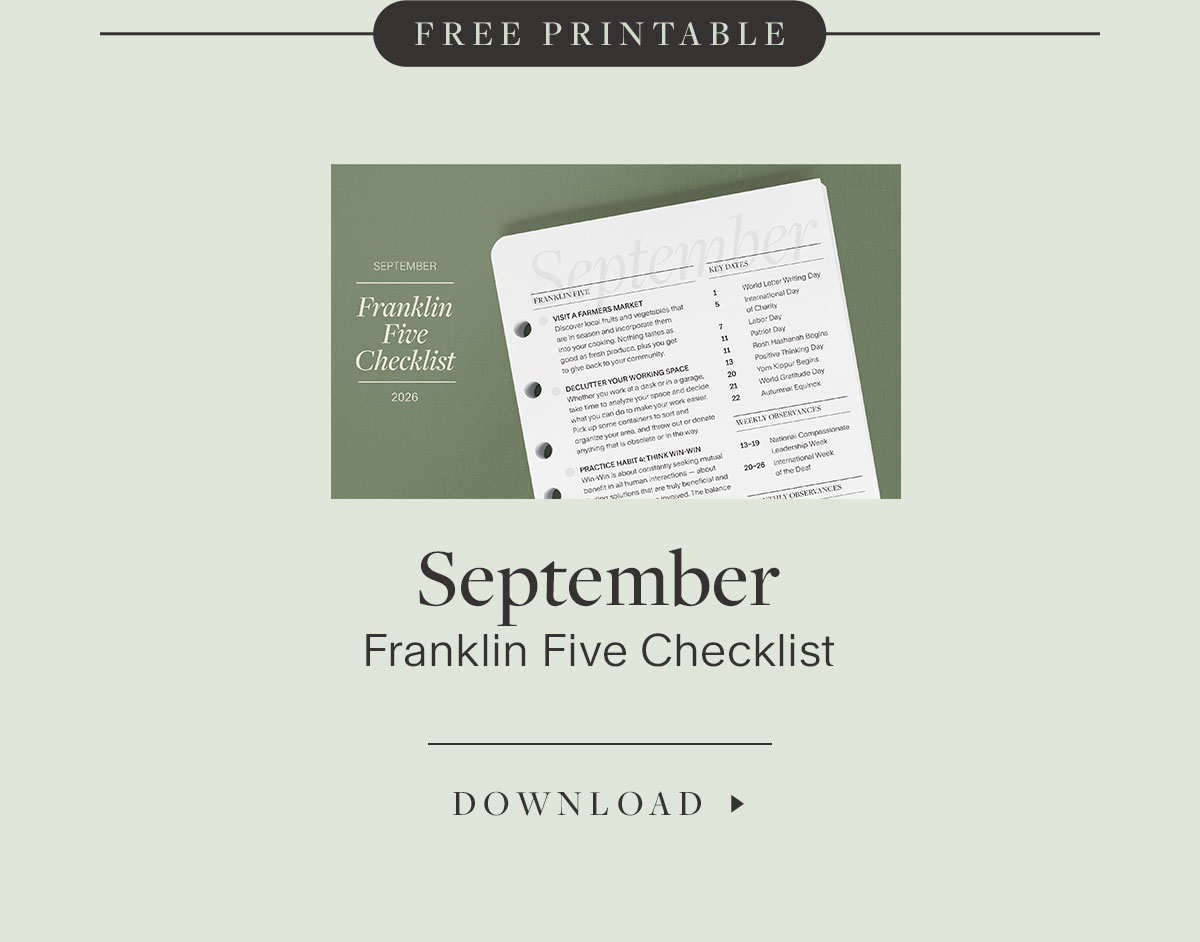 September Franklin Five Checklist. Download.