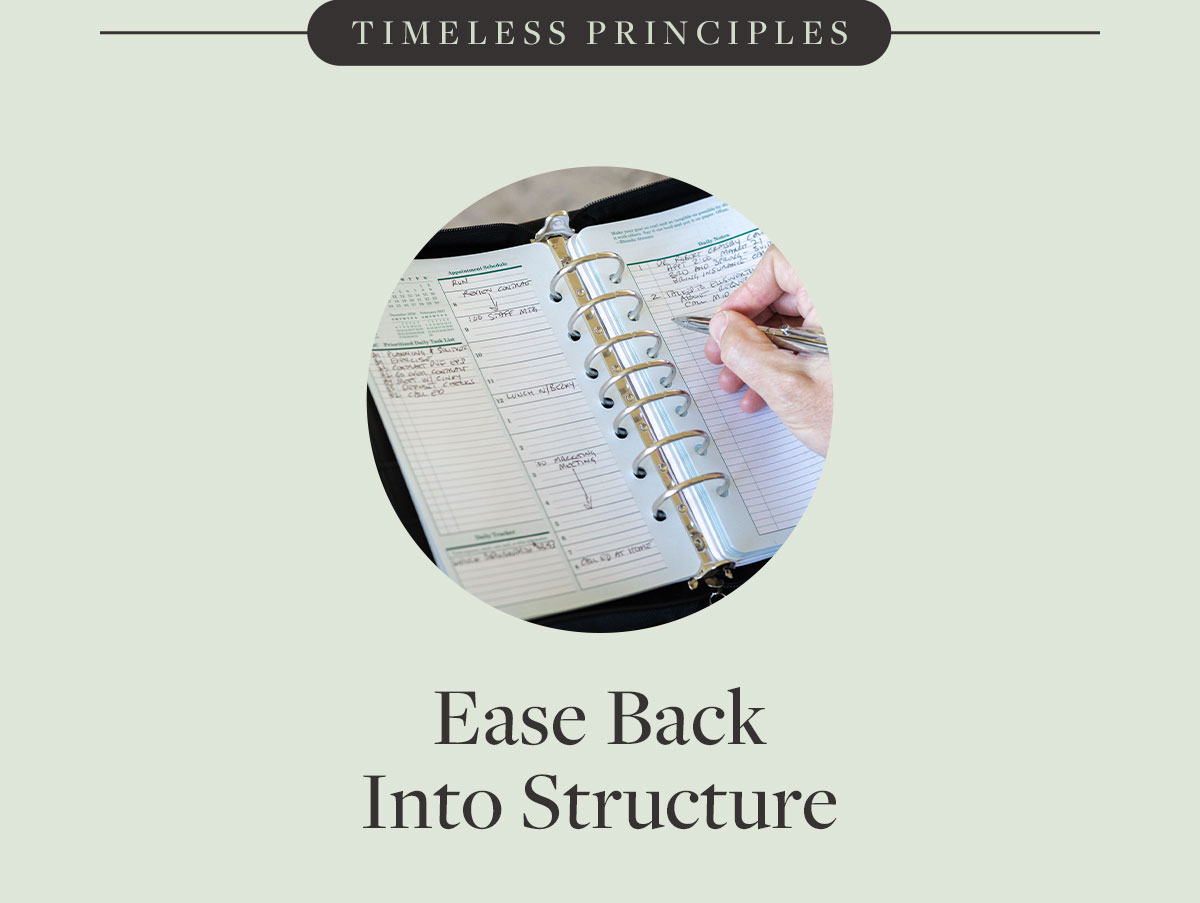Timeless Principles: East Back Into Structure.
