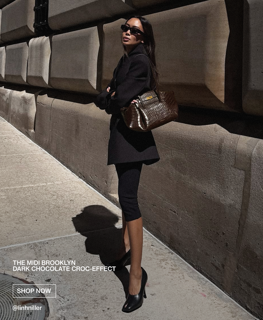 the midi brooklyn dark chocolate croc-effect