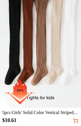 5pcs Girls Solid Color Vertical...