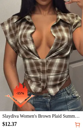 Slaydiva Women s Brown Plaid...