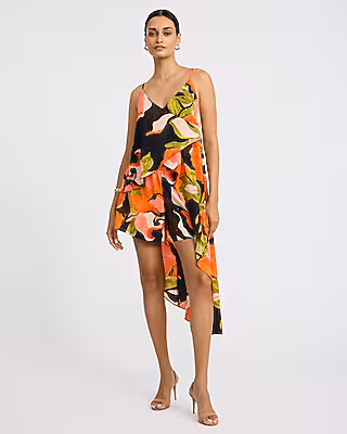 Printed V-Neck Asymmetrical High-Low Tunic Cami