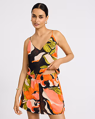 Printed High Waisted Pull On Shorts