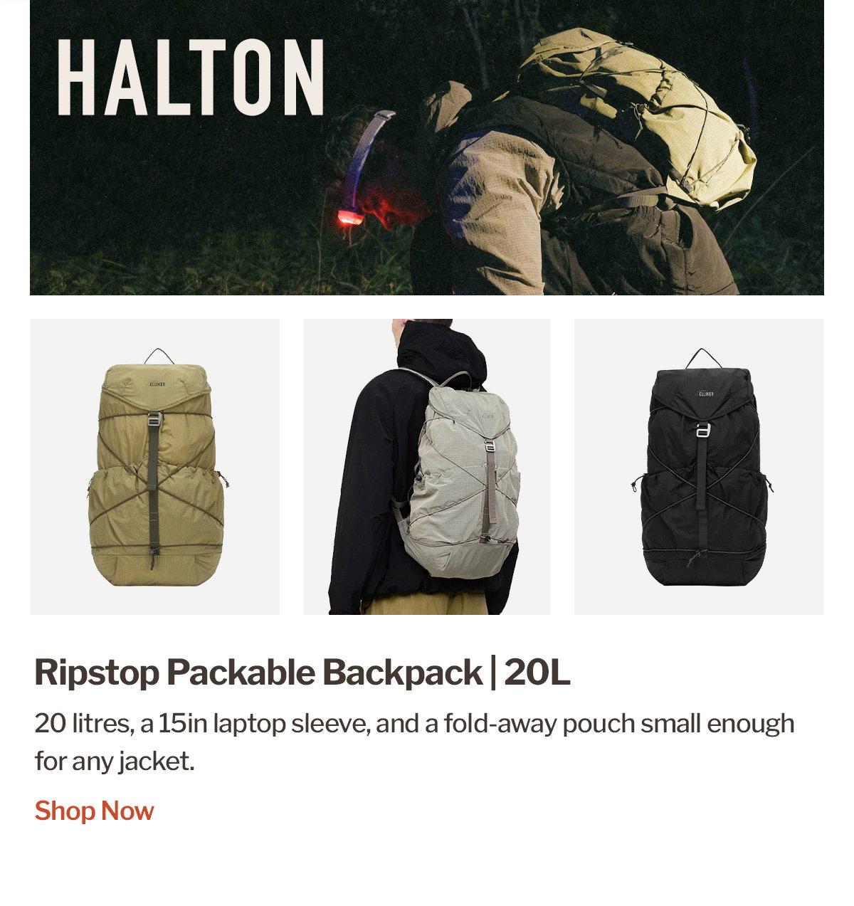 Elliker | Halton Ripstop Packable Backpack | WildBounds