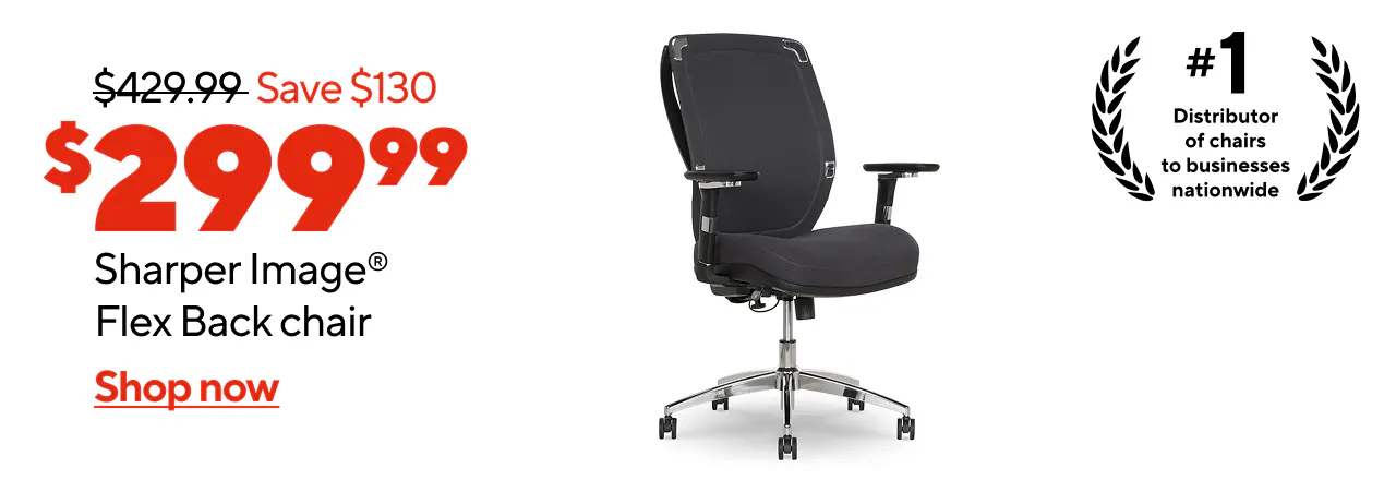 $429.99 reg, $299.99 promo, $130 off Sharper Image Flex Back chair