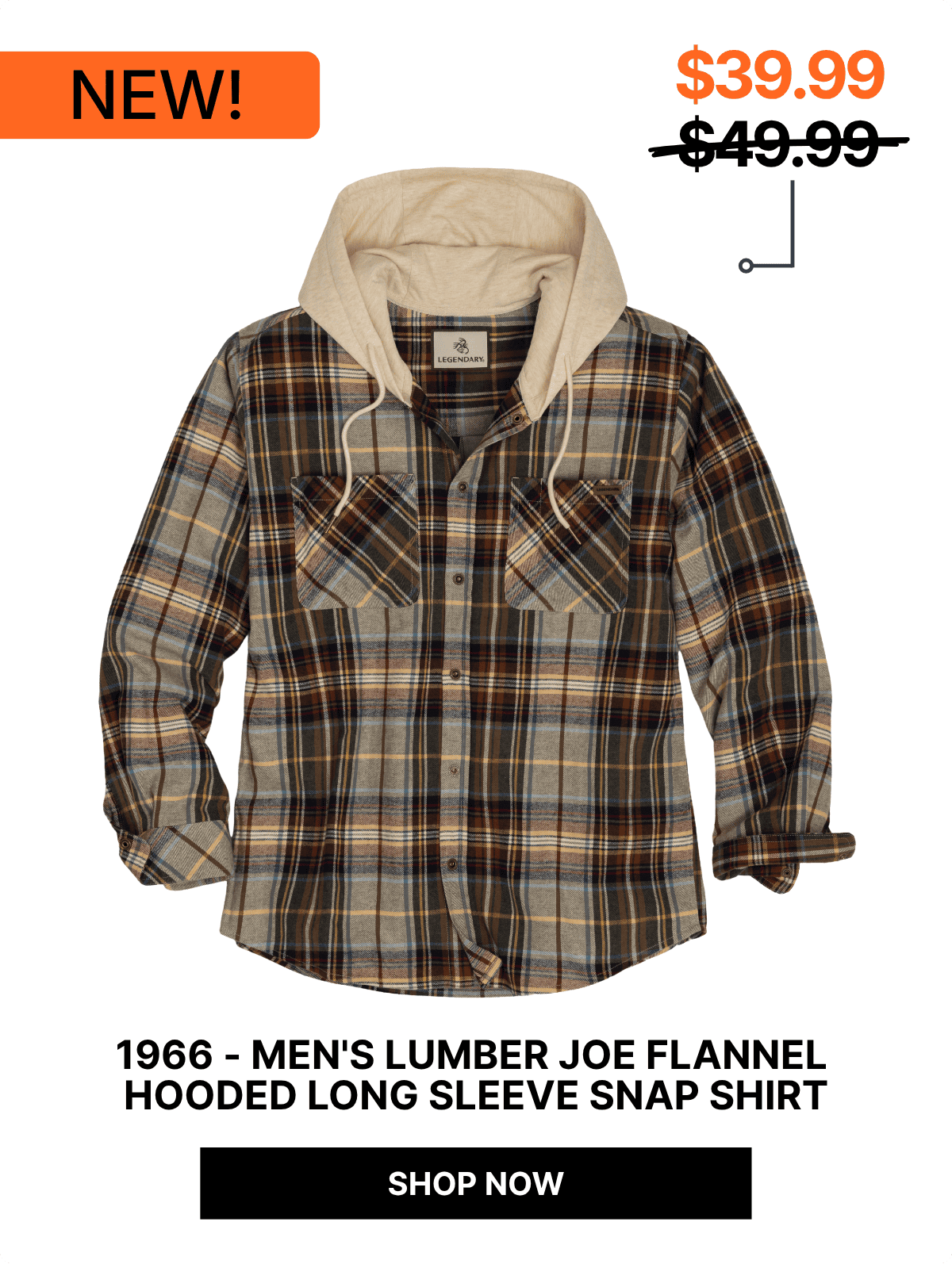 Men's Lumber Joe Flannel Hooded Long Sleeve Snap Shirt
