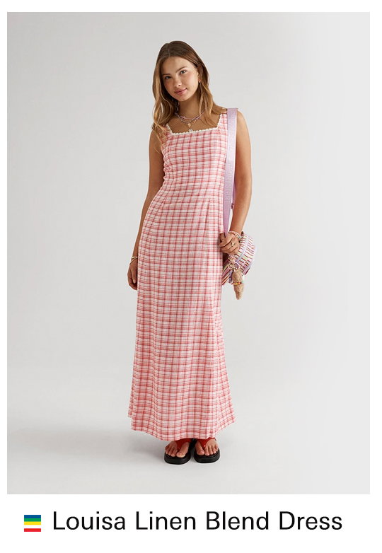 LOUISA LINEN BLEND MIDI DRESS