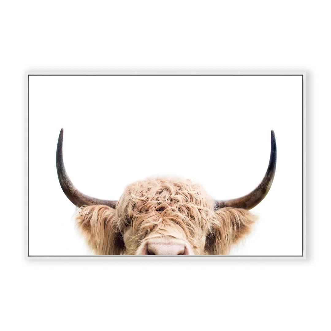 Nature Inspired Peeking Cow by  - Picture Frame Photograph on Paper