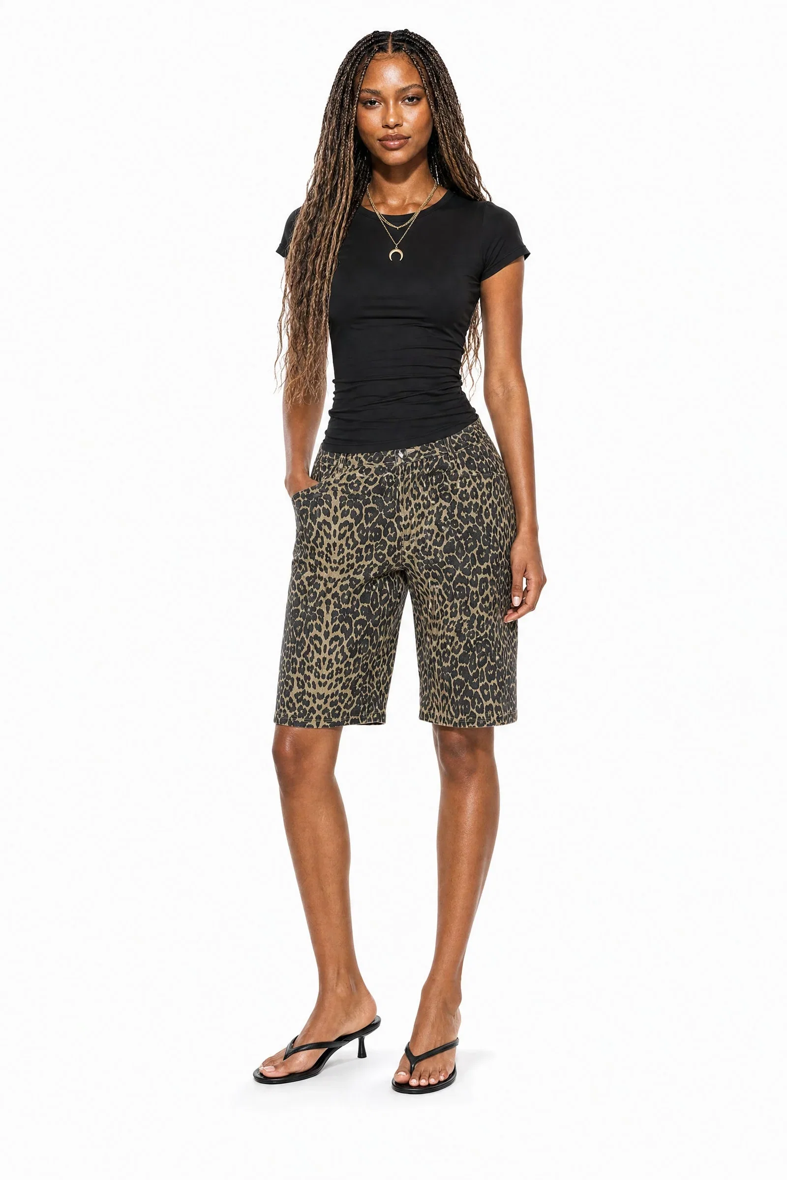 Image of Denim Bermuda Shorts