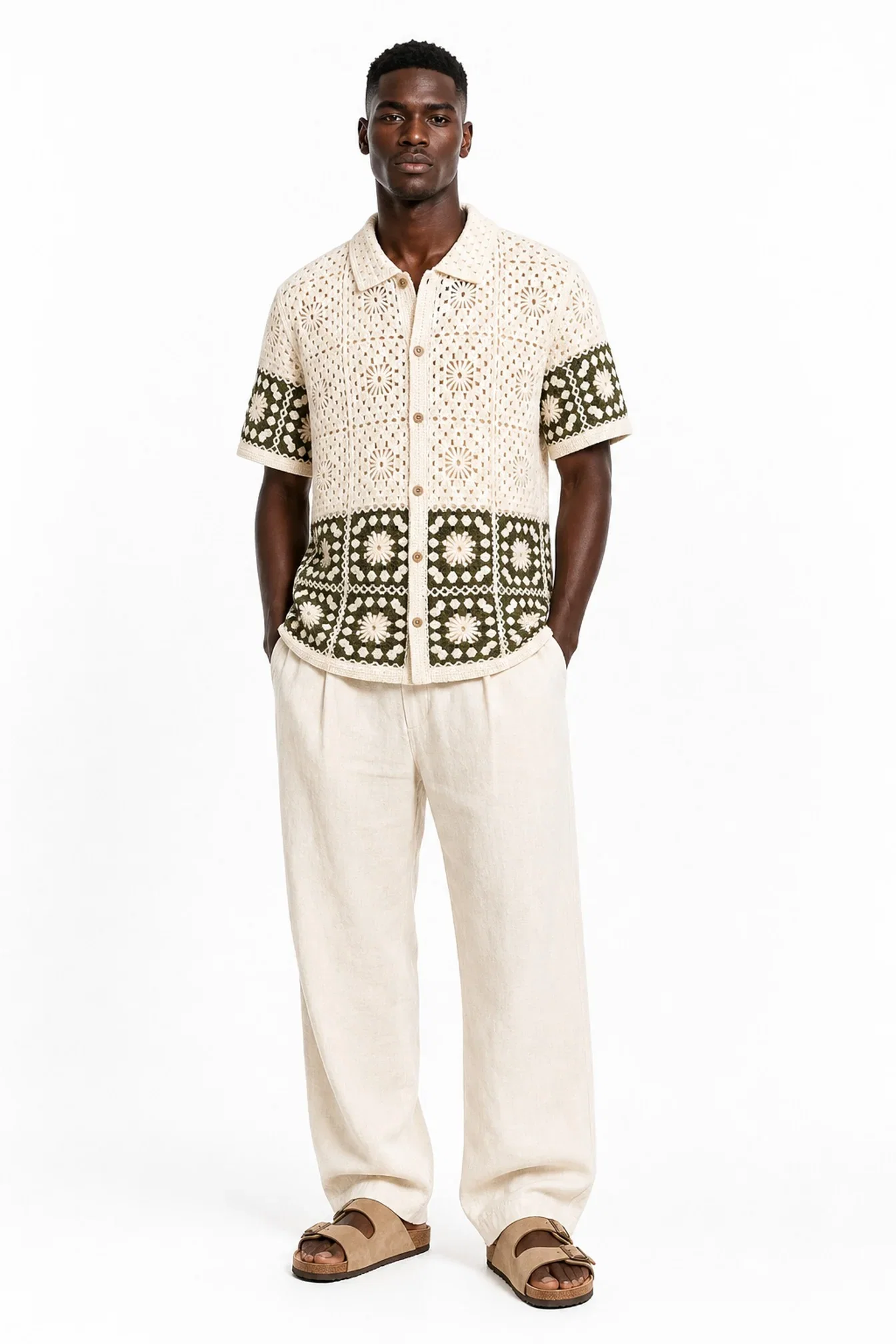 Image of Crochet Button Front Shirt