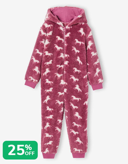 25% off Unicorn pyjama all-in-one for girls - mauve