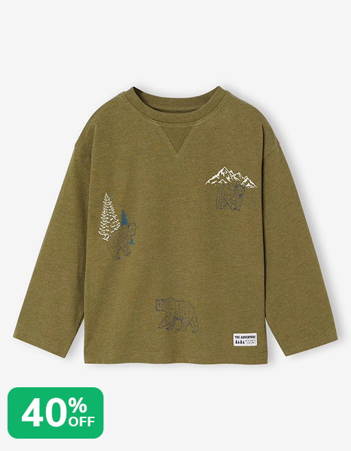 40% off Long-sleeved T-shirt with slogan print for boys - pistachio