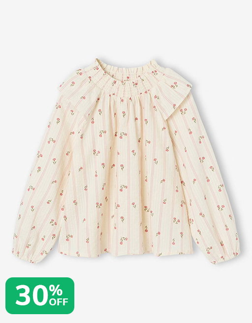 30% off Long-sleeved blouse for girls - ecru