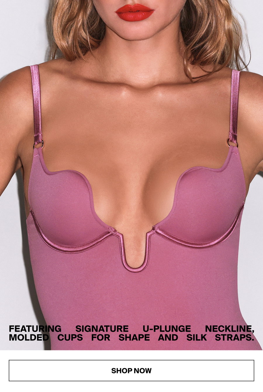 Seduce U-Plunge Bodysuit In Pink Truffle