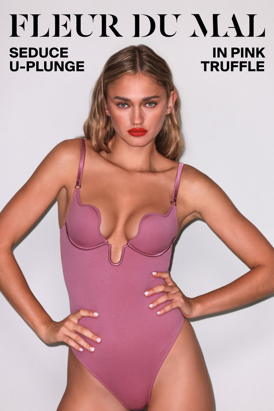 Seduce U-Plunge Bodysuit In Pink Truffle