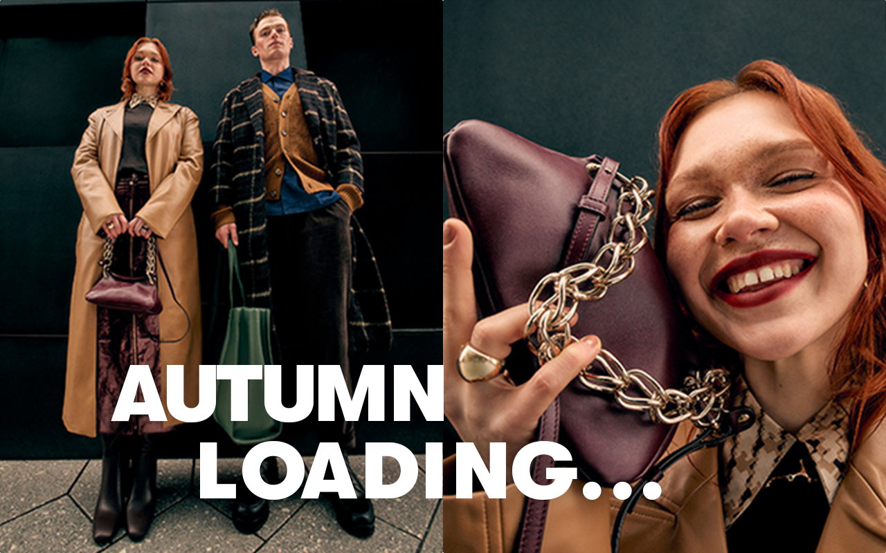 Models wearing autumnal outfits with text 'AUTUMN LOADING...