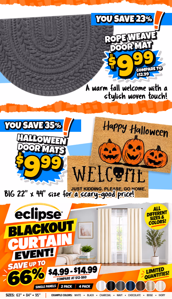 Doormats and blackout curtains