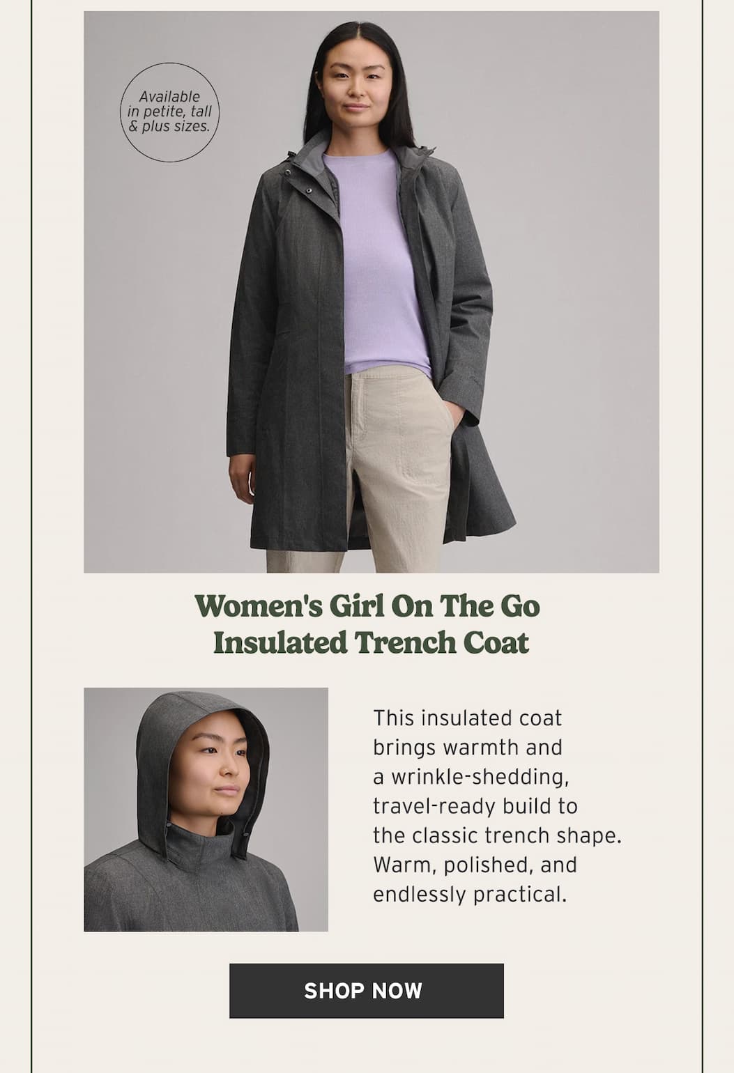 Women's Girl on the Go® Insulated Waterproof Trench Coat