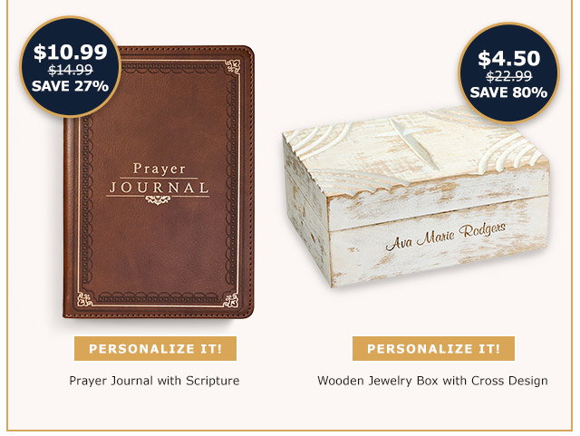 Prayer Journal with Scripture | Wooden Jewelry Box with Cross Design