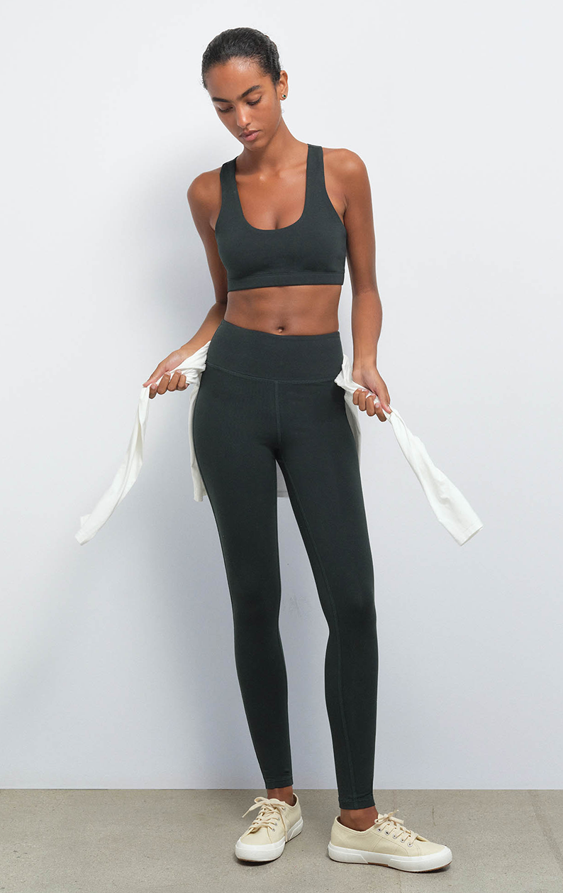 Organic Stretch Sports Bra and Full Length Legging in Nori