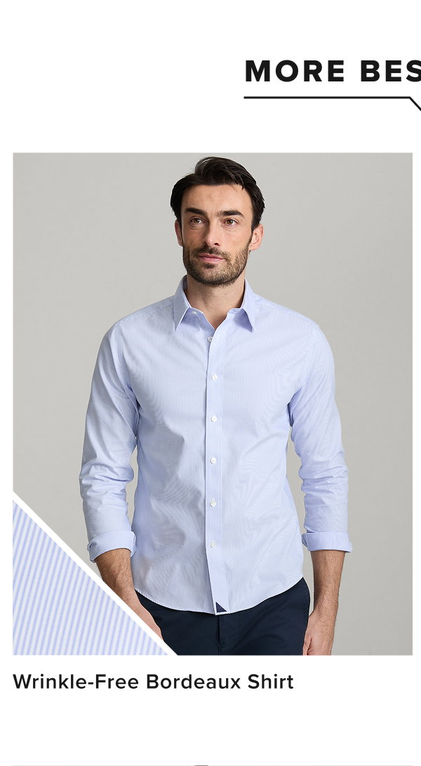 Model is wearing Wrinkle-Free Bordeaux Shirt 