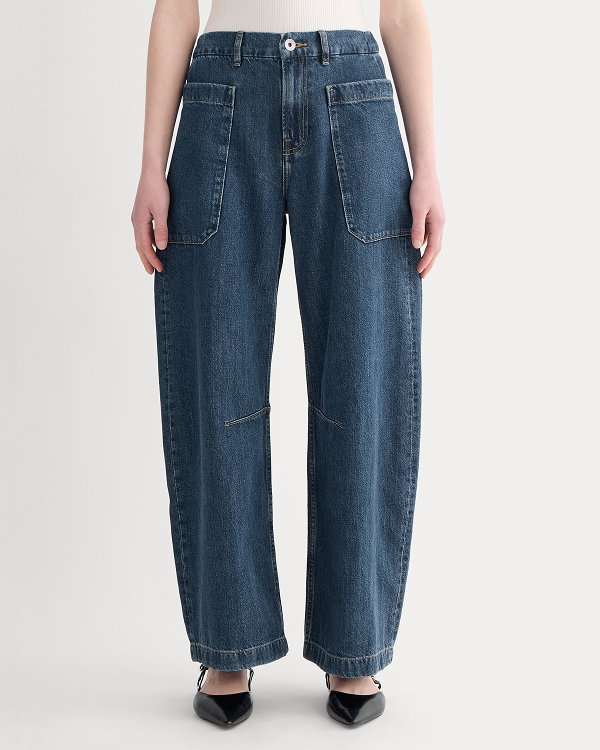 Image | Model in The Gardener Pull-On Jean | Medium Indigo
