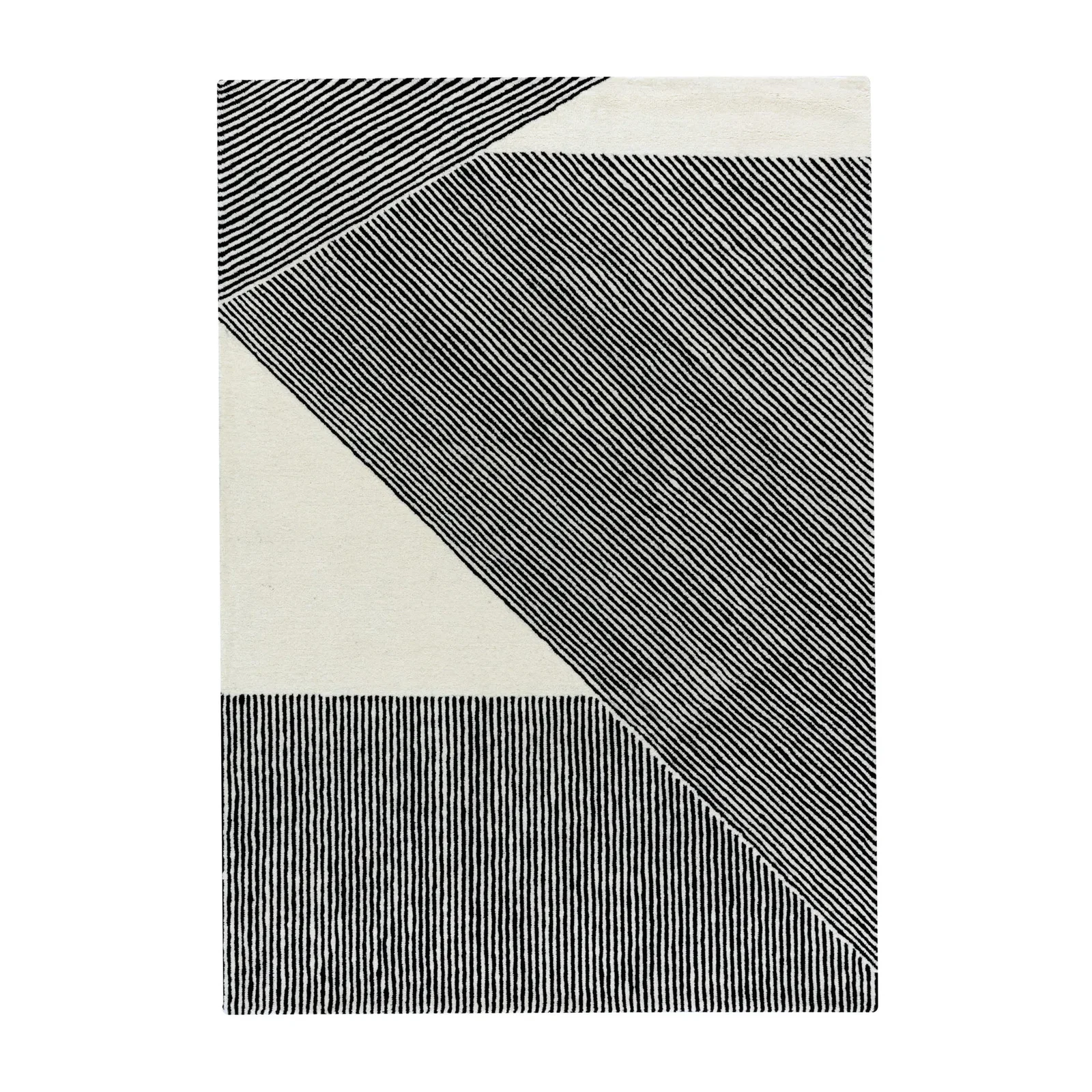 Stripes wool rug natural white 170x240 cm
