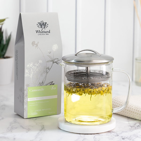 image of camomile loose infusion in mug infuser