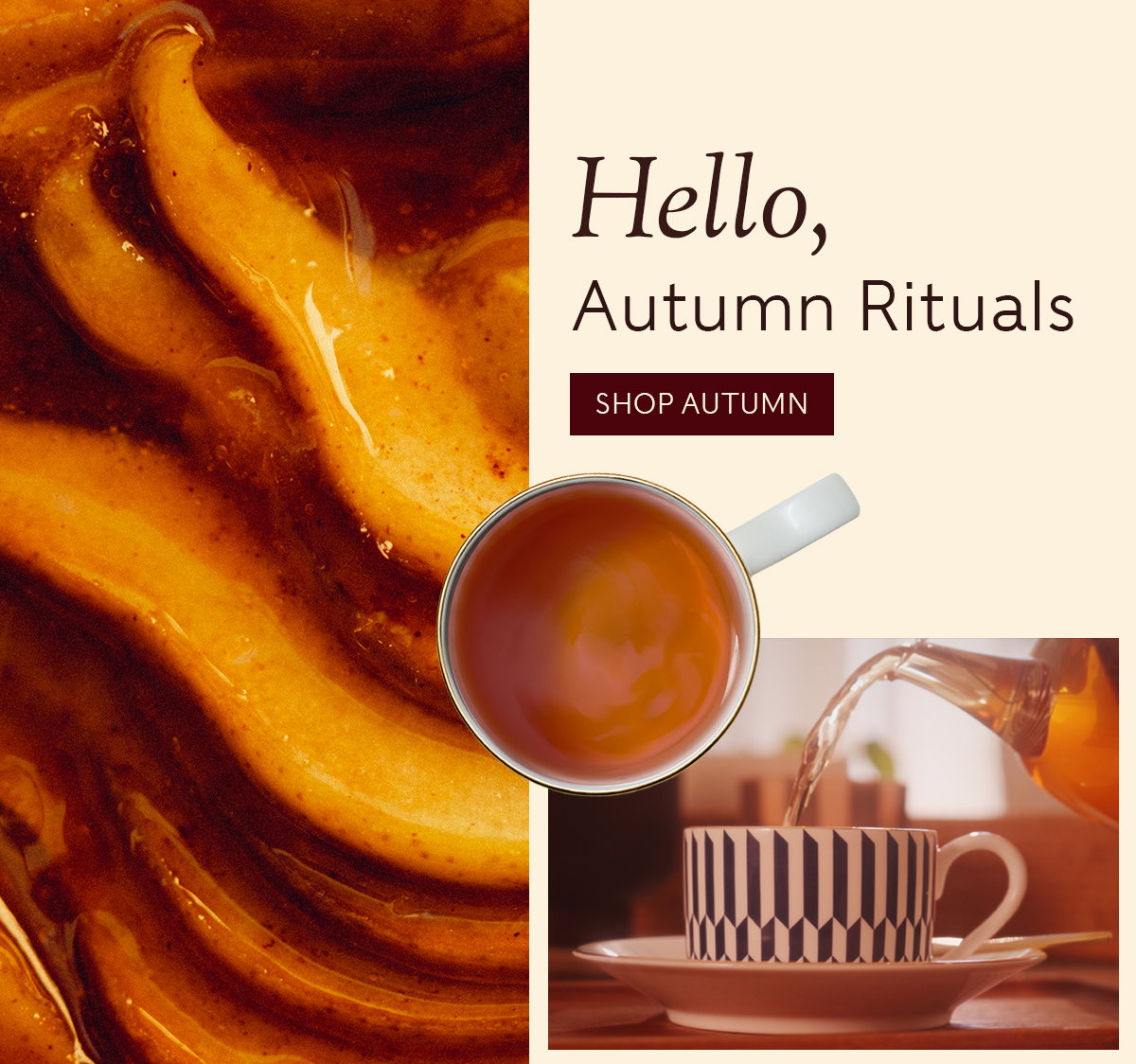 Hero image with 'Hello, Autumn Rituals' and a shop autumn CTA
