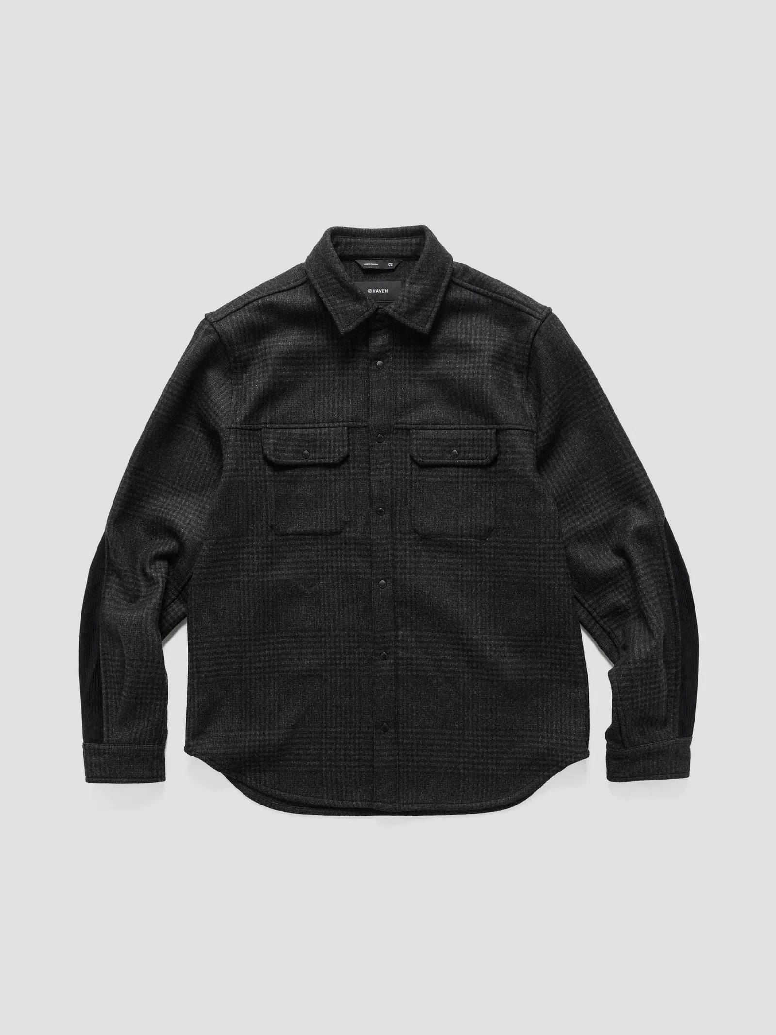 Image of Crescent Shirt - Loro Piana Zelander® Merino Charcoal Plaid