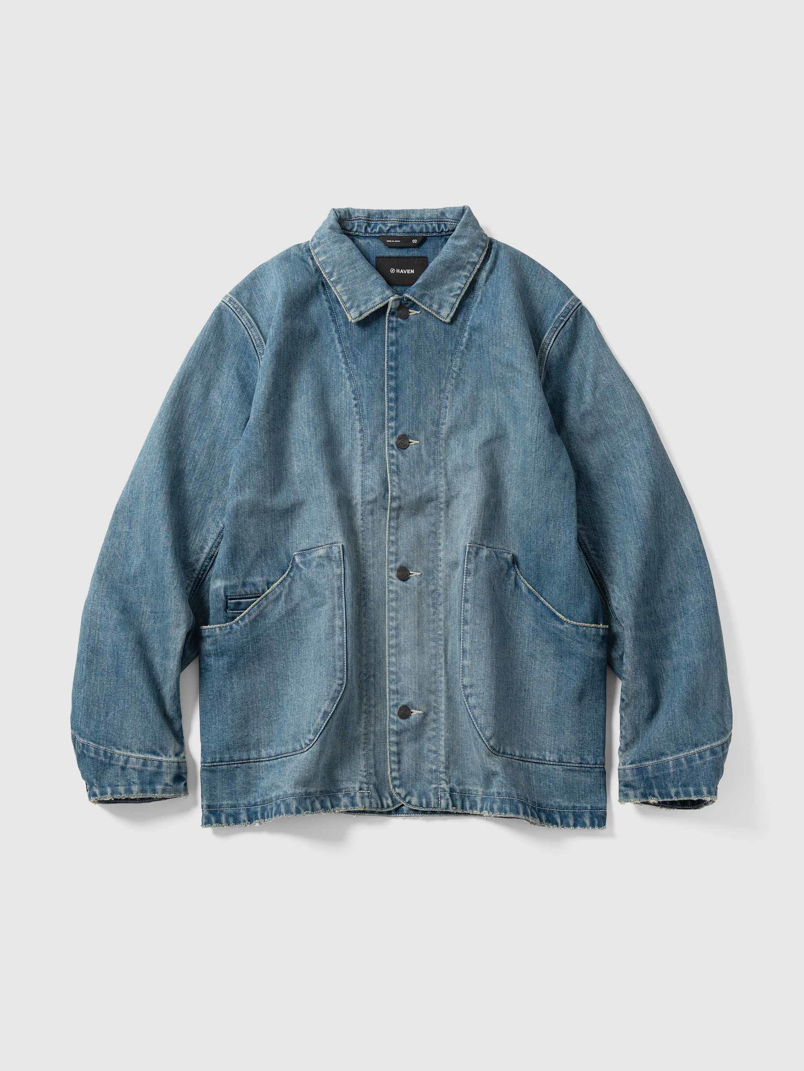 Image of Graft Coat - Suvin Cotton Denim Light Wash Indigo