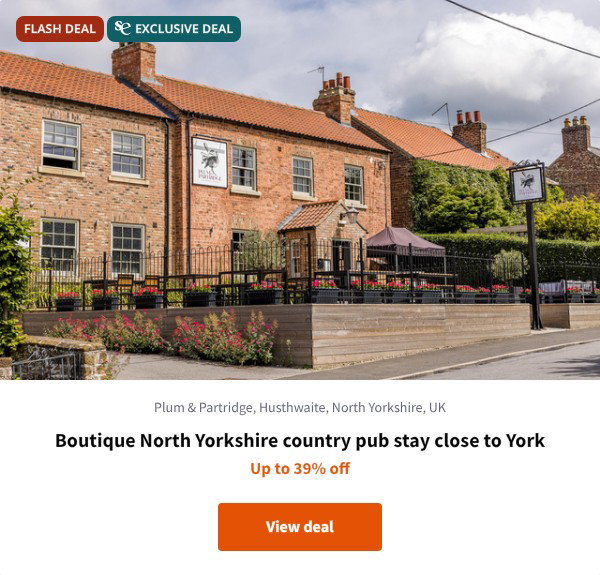 Boutique North Yorkshire country pub stay close to York