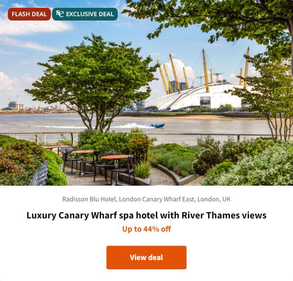 Luxury Canary Wharf spa hotel with River Thames views