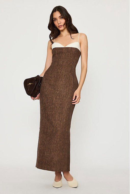 Odd Muse Tweed Contrast Detail Maxi Dress