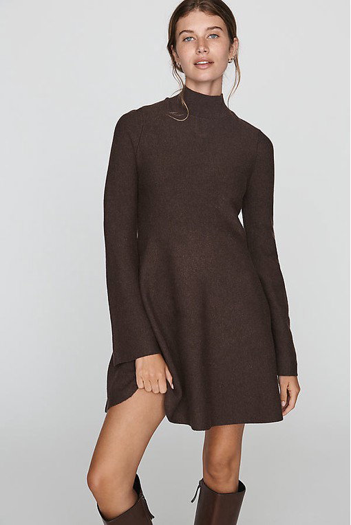 By Anthropologie Wool-Blend Mock Neck Mini Dress