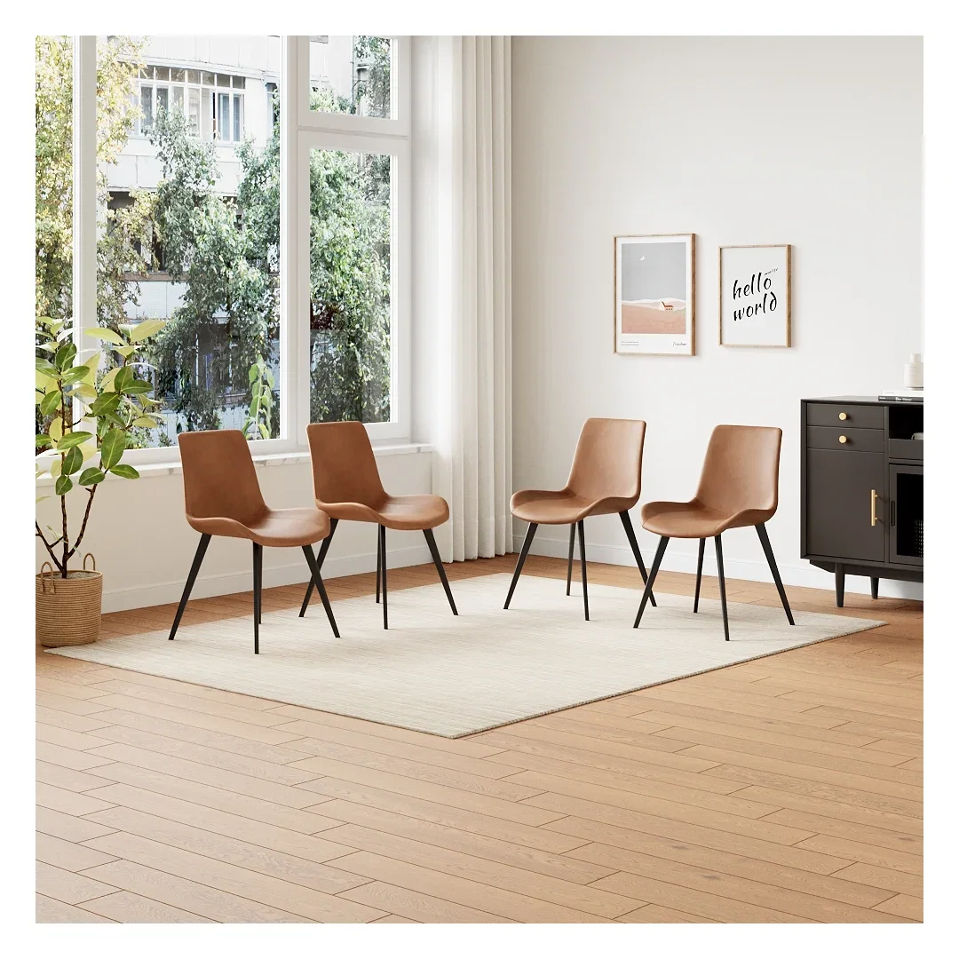 Kamai Faux Leather Upholstered Side Chair with Carbon Steel Legs
