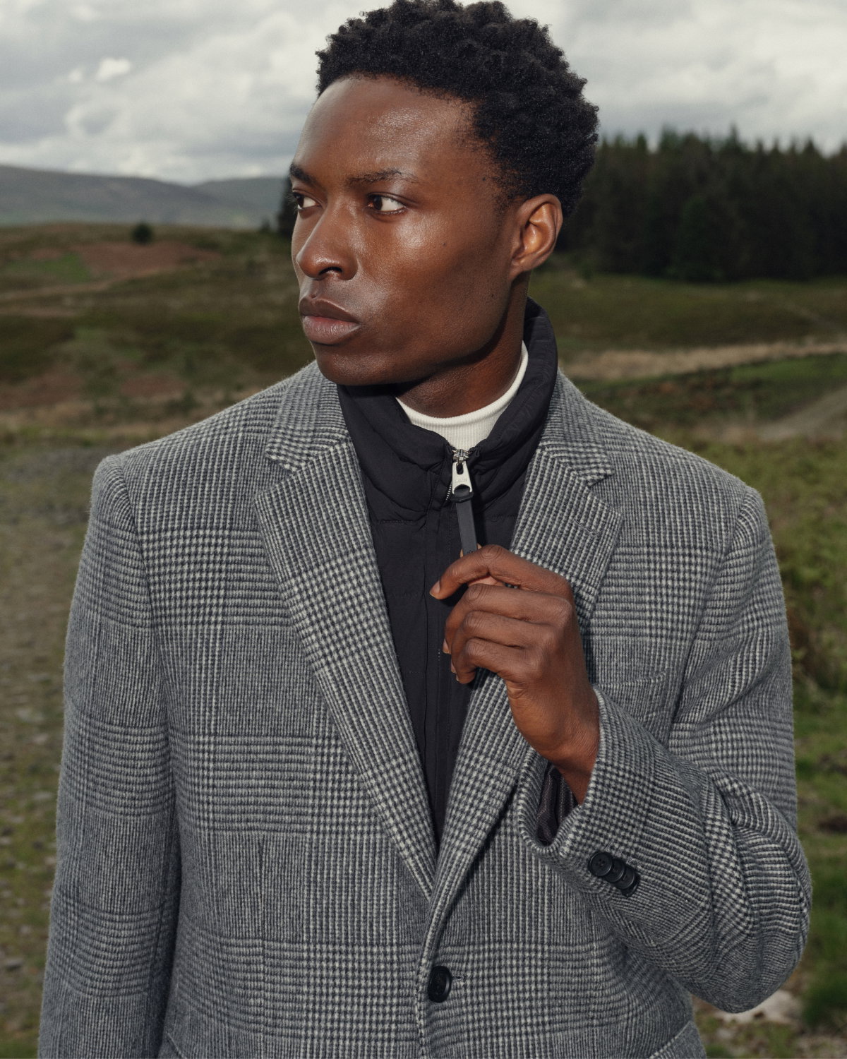 SUTTON-PL Plaid wool coat