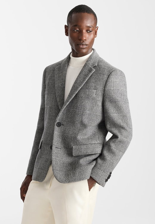 SUTTON-PL Plaid wool coat