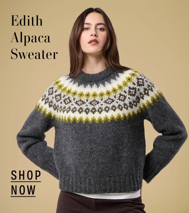 Image of model wearing Edith Alpaca Sweater.