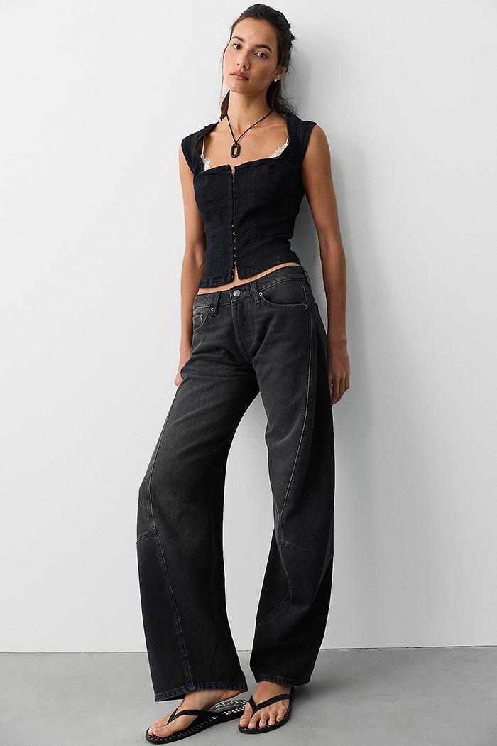 We The Free Fable Low-Rise Twisted Bowed Jeans