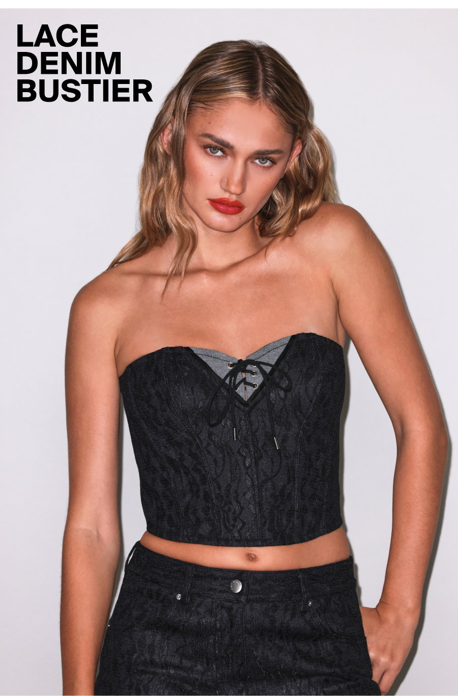 Lace Denim Bustier