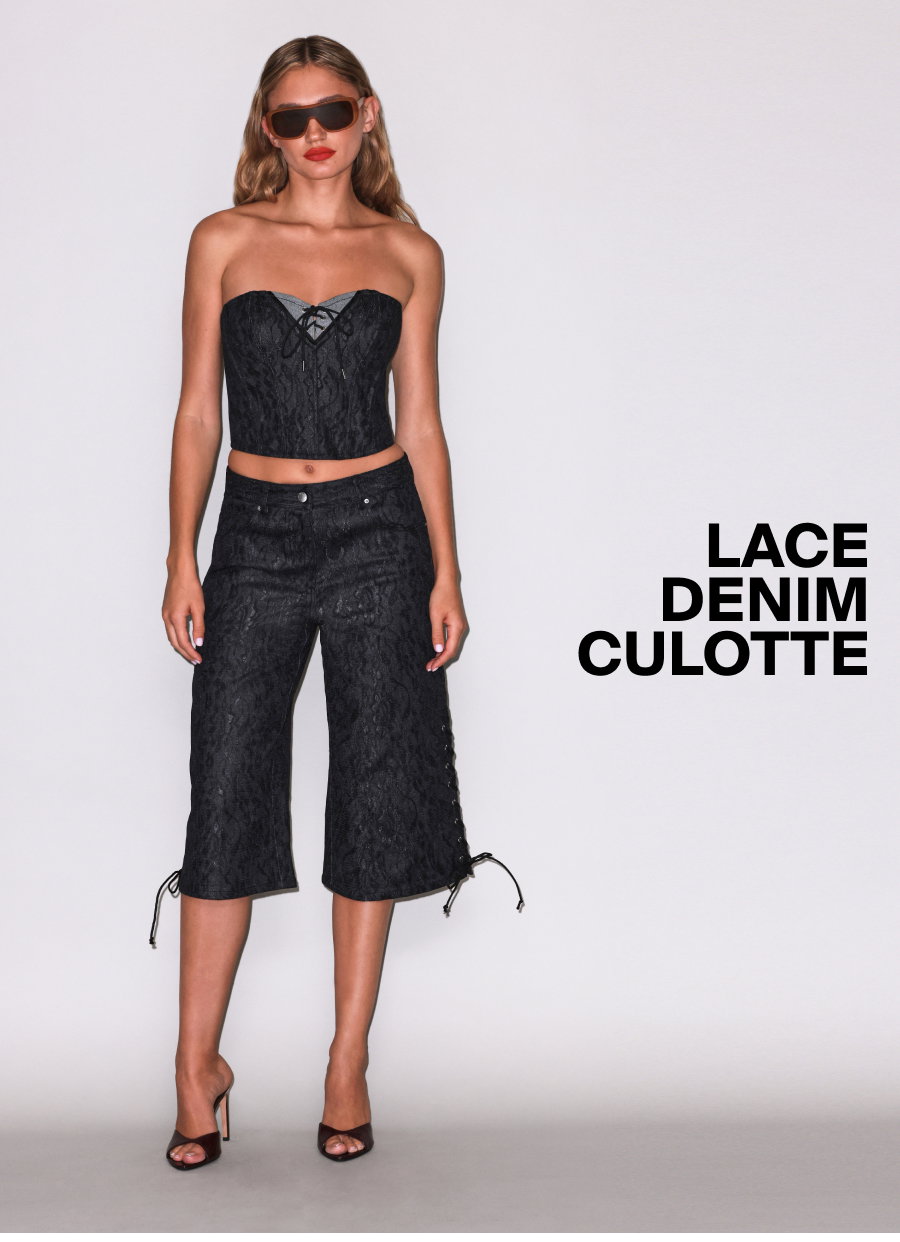 Lace Denim Culotte