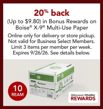 20% back in bonus rewards on boise x9