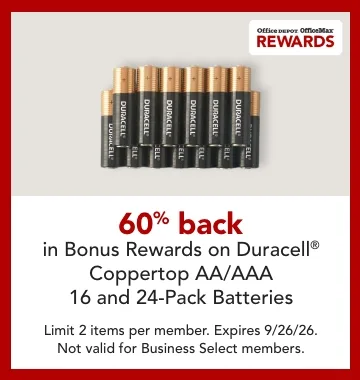60% back in bonus rewards on select duracell